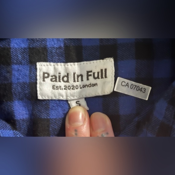 Paid In Full - Men’s Checkered Flannel Shirt - 100% Cotton - Sz Small  - CA07043 - Picture 2 of 2